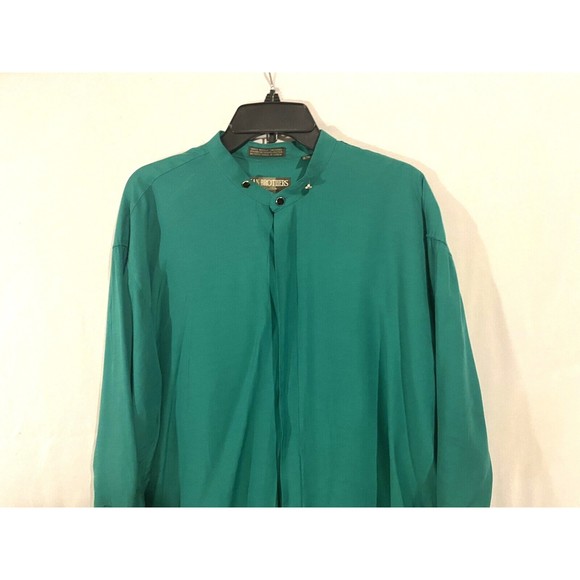 VTG Brian Brothers Collection Mens Shirt L 16- 16.5 Green Long Sleeves Button Up - Picture 2 of 12